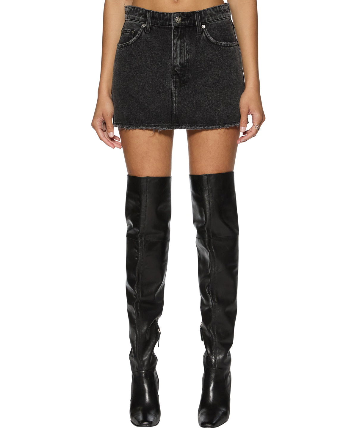 Womens Low Rider Mini Phoenix Slim Skirts - Black