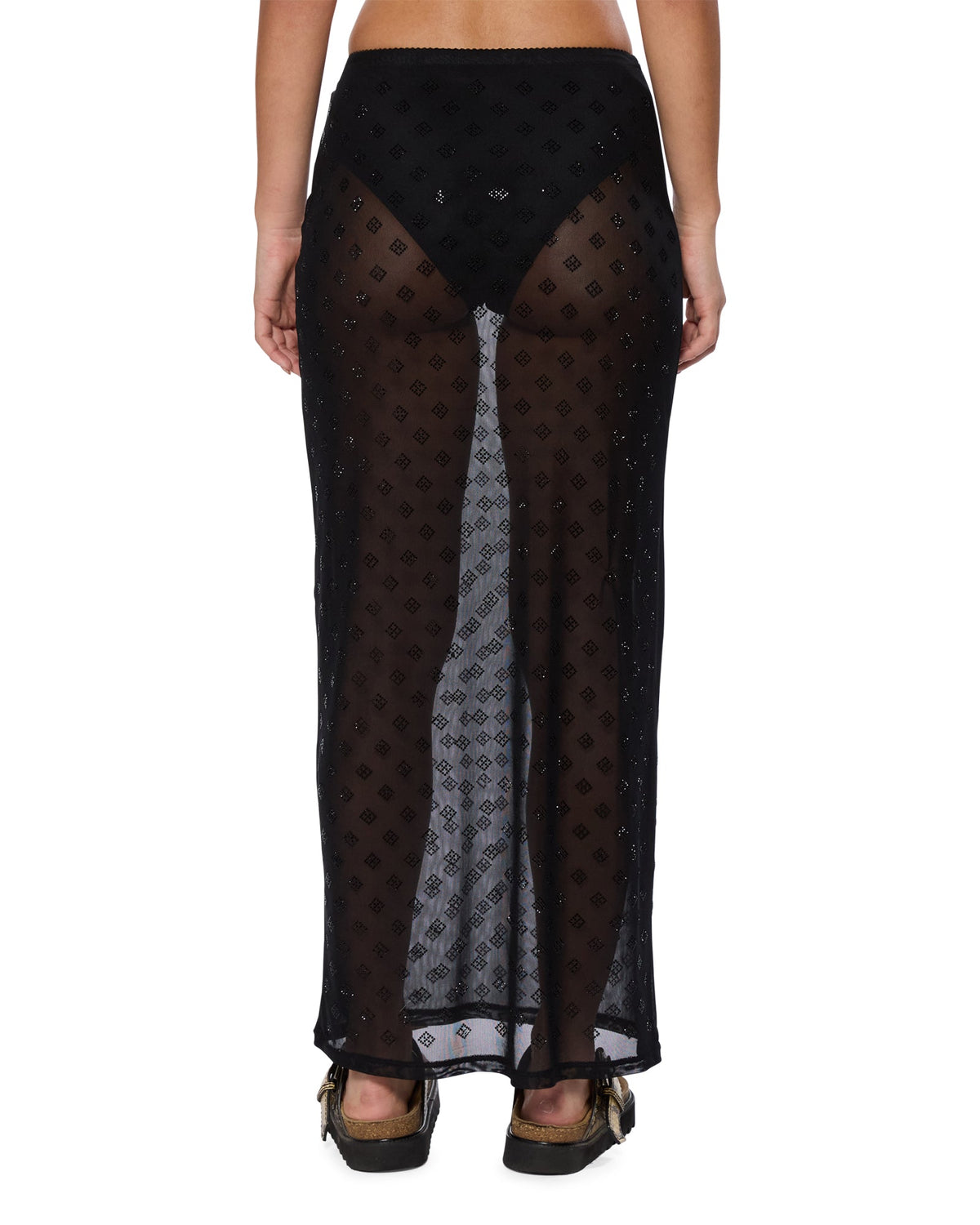 Womens Maxi Skirt Diamante Straight Skirts - Black