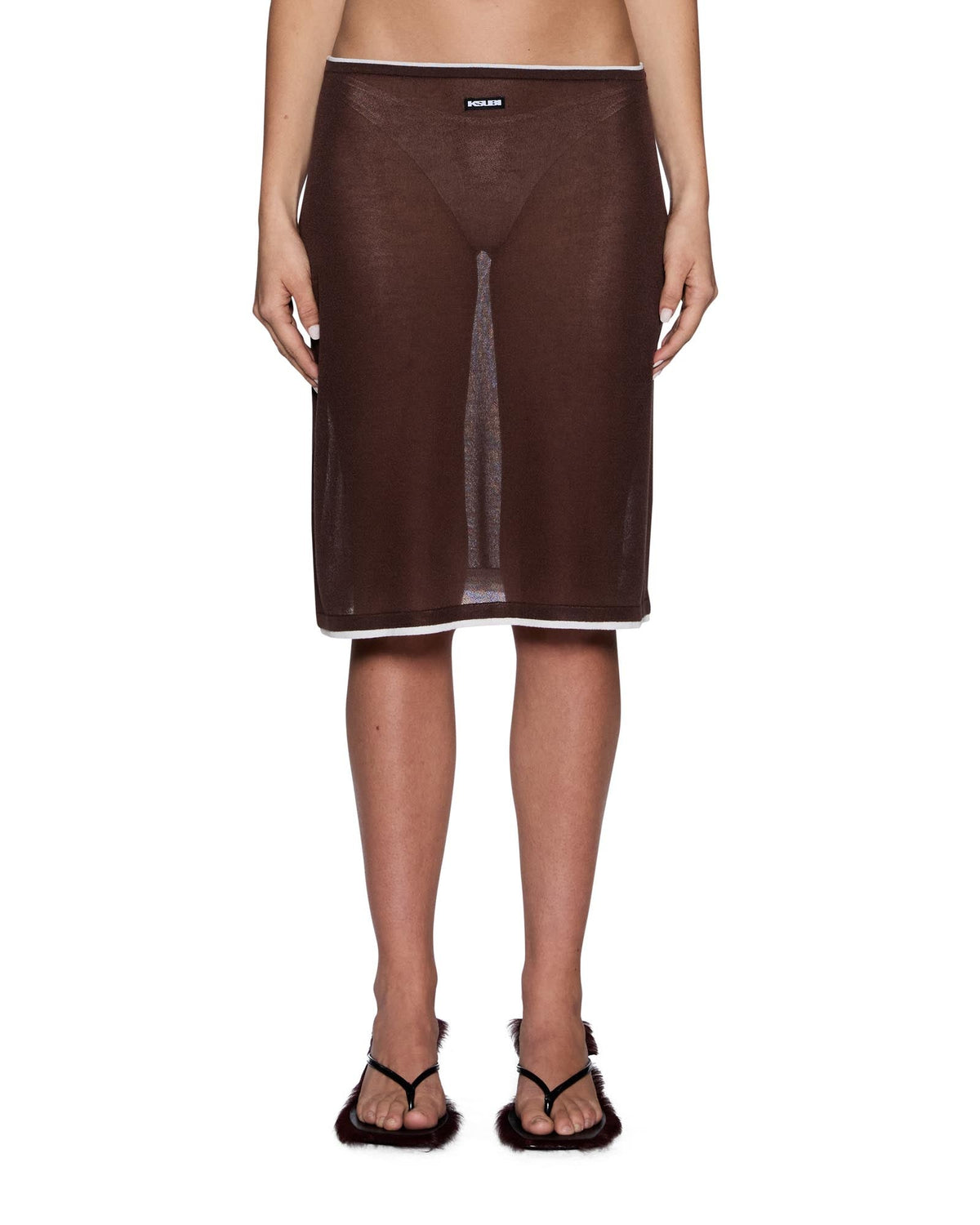 Womens Sott Layered Midi Skirt Camel Brown Regular Skirts - Brown
