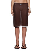 Womens Sott Layered Midi Skirt Camel Brown Regular Skirts - Brown
