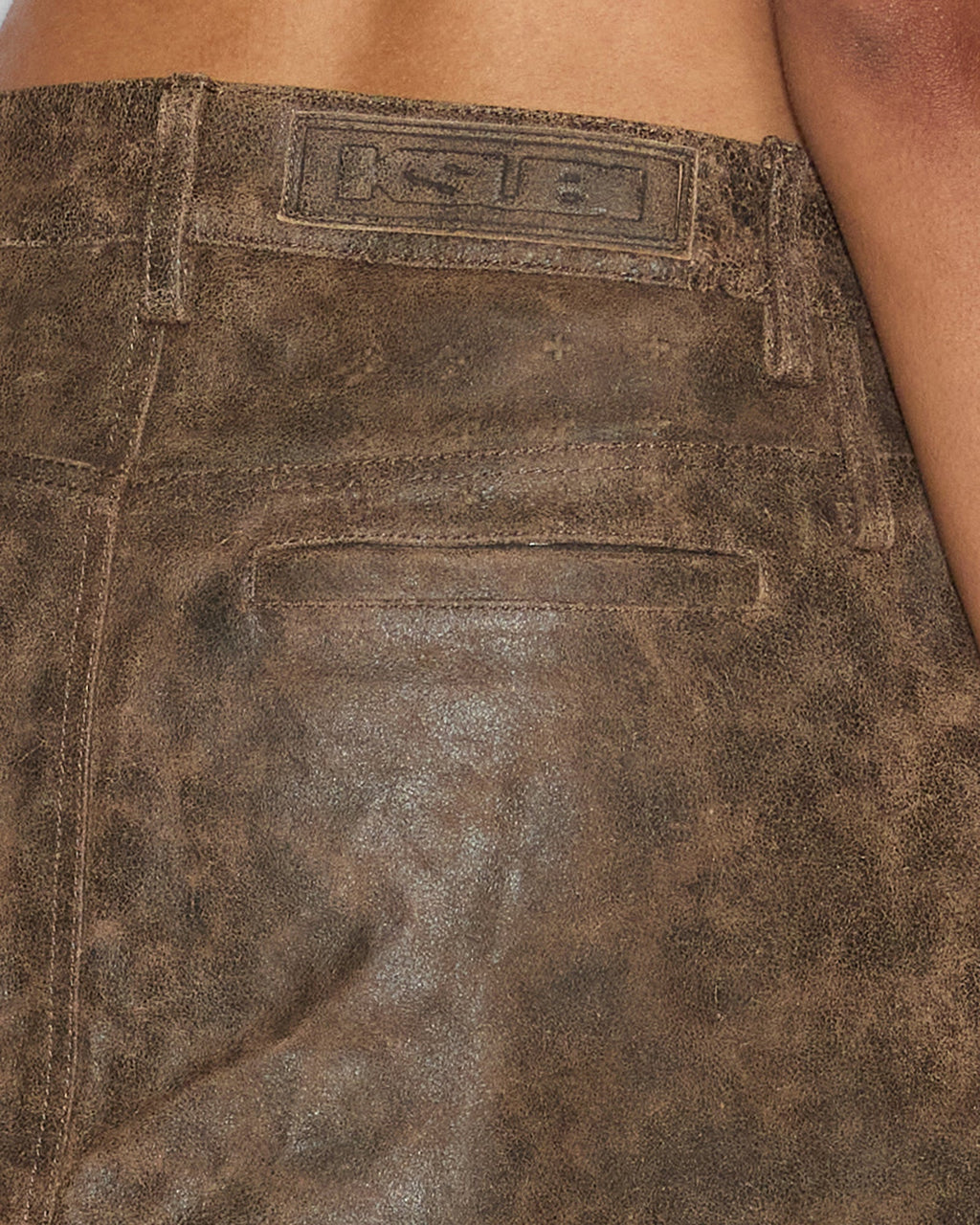 Womens Low Rider Mini Weathered Slim Skirts - Brown