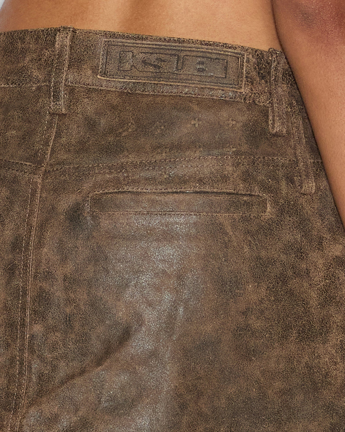 Womens Low Rider Mini Weathered Slim Skirts - Brown