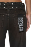 Womens Soho Lo Belted Greased Bootcut Denim Jeans - Brown