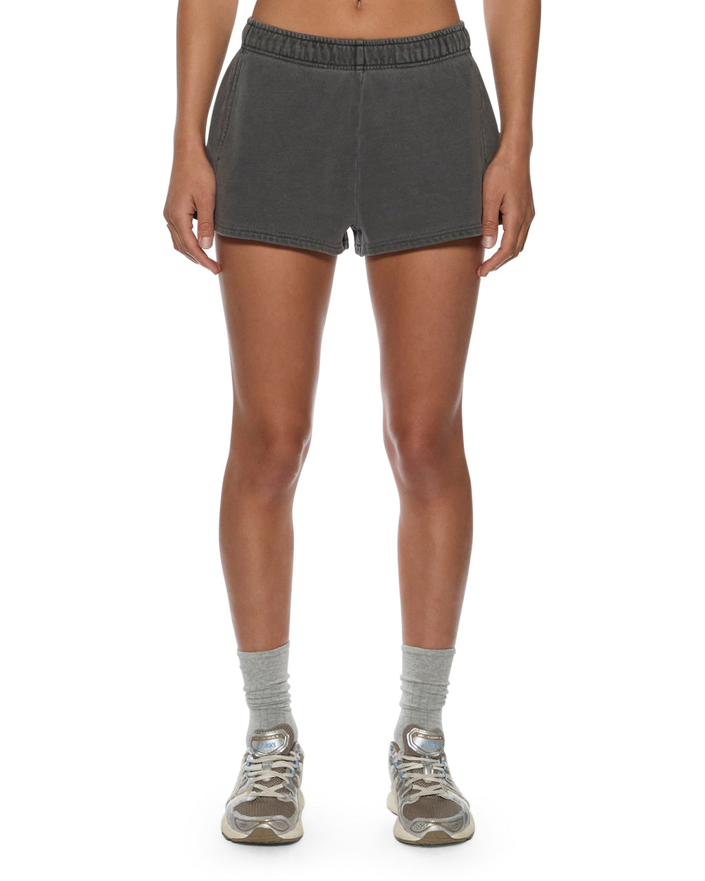 Womens Sott Booty Trakshort Charcoal Relaxed Walkshorts - Grey