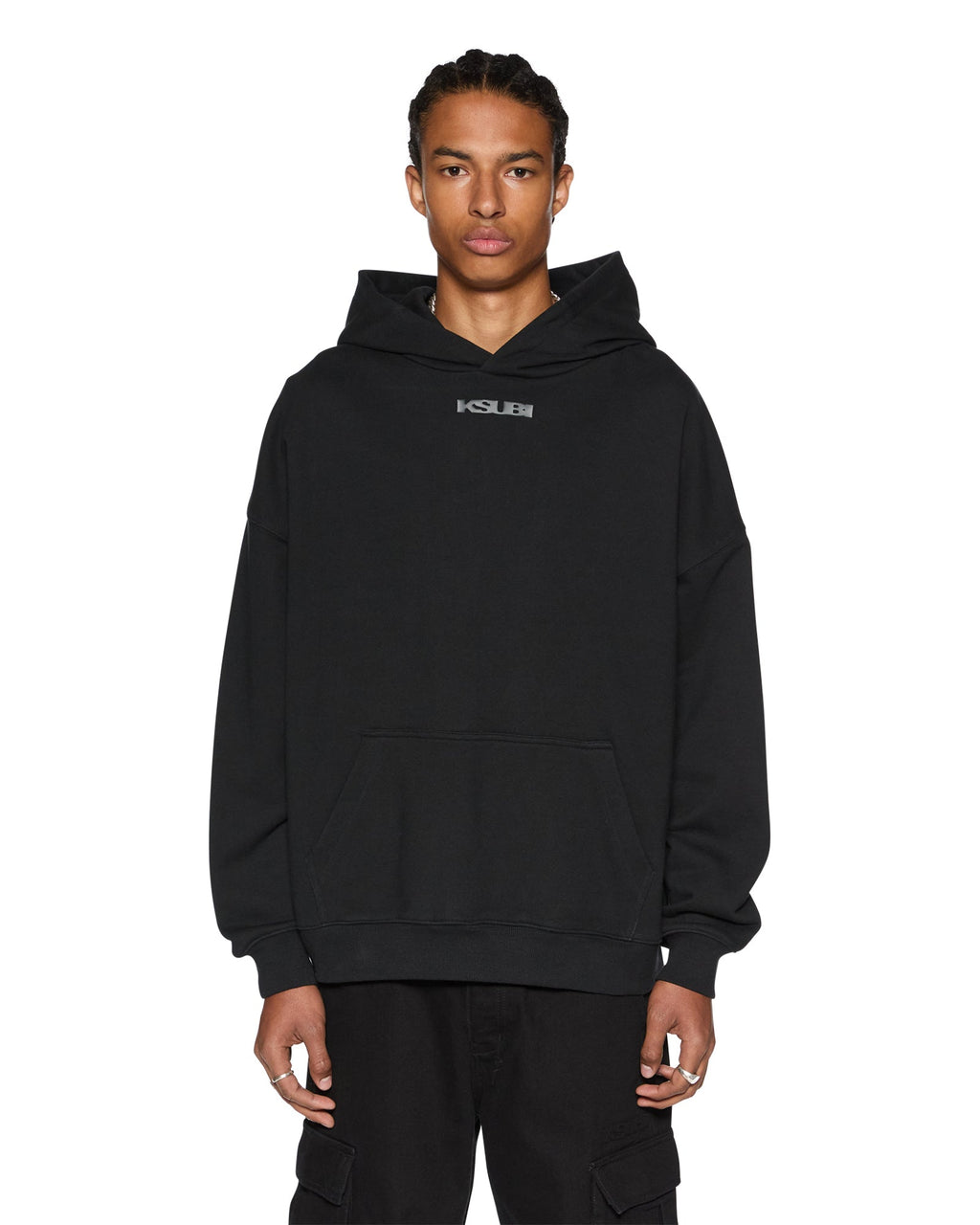 Mens Sott Ekcess Hoodie Jet Black Oversized Fleece - Black