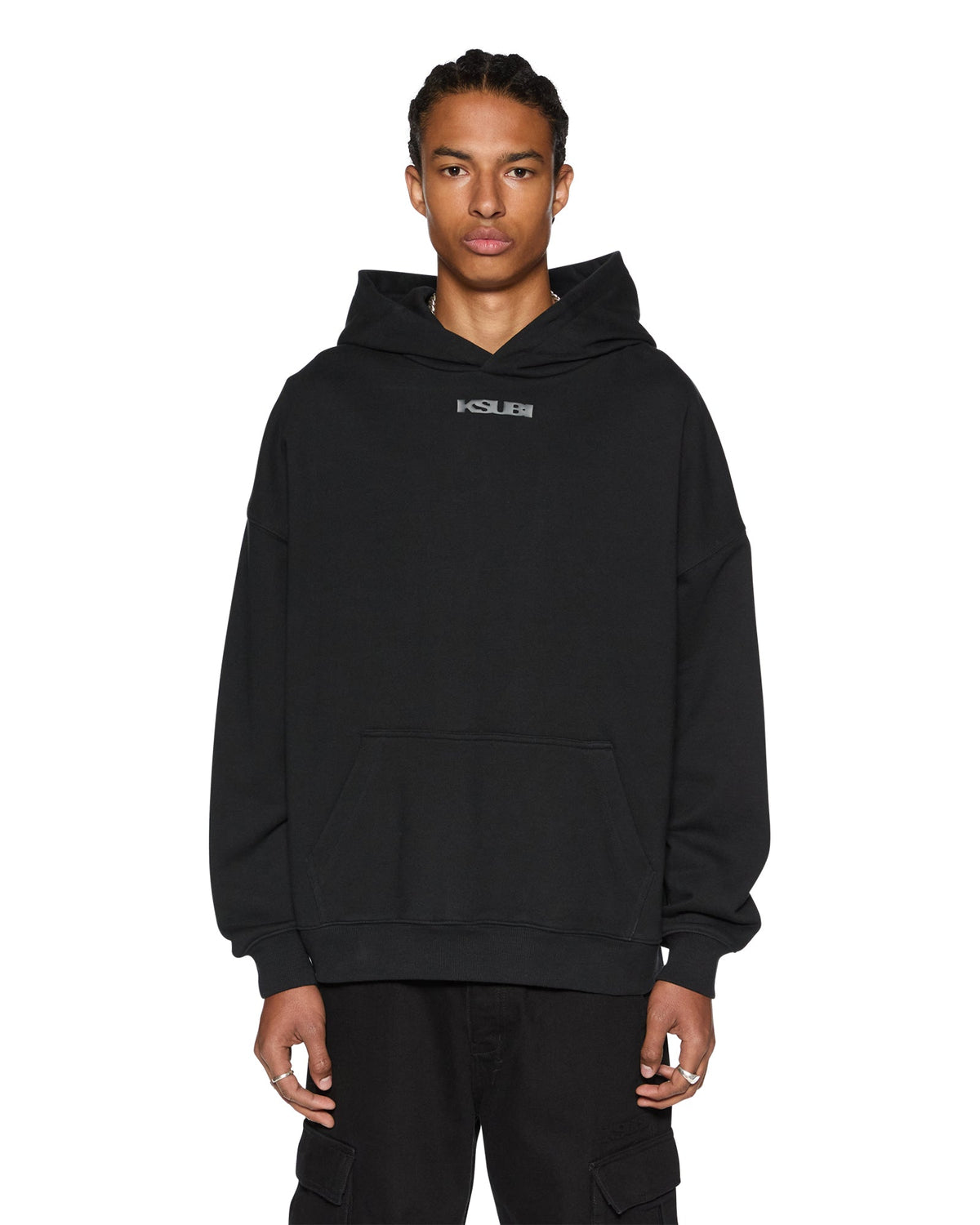 Mens Sott Ekcess Hoodie Jet Black Oversized Fleece - Black