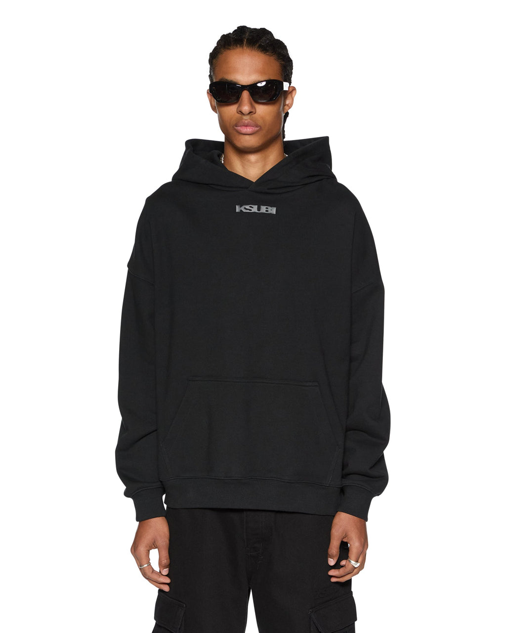 Mens Sott Ekcess Hoodie Jet Black Oversized Fleece - Black