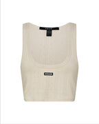 Womens Sott Origin Crop Tank Cream Fitted Fashion Tops - White