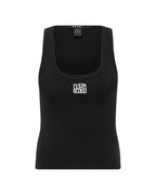 Womens Stacked Origin Tank Black Fitted Fashion Tops - Black
