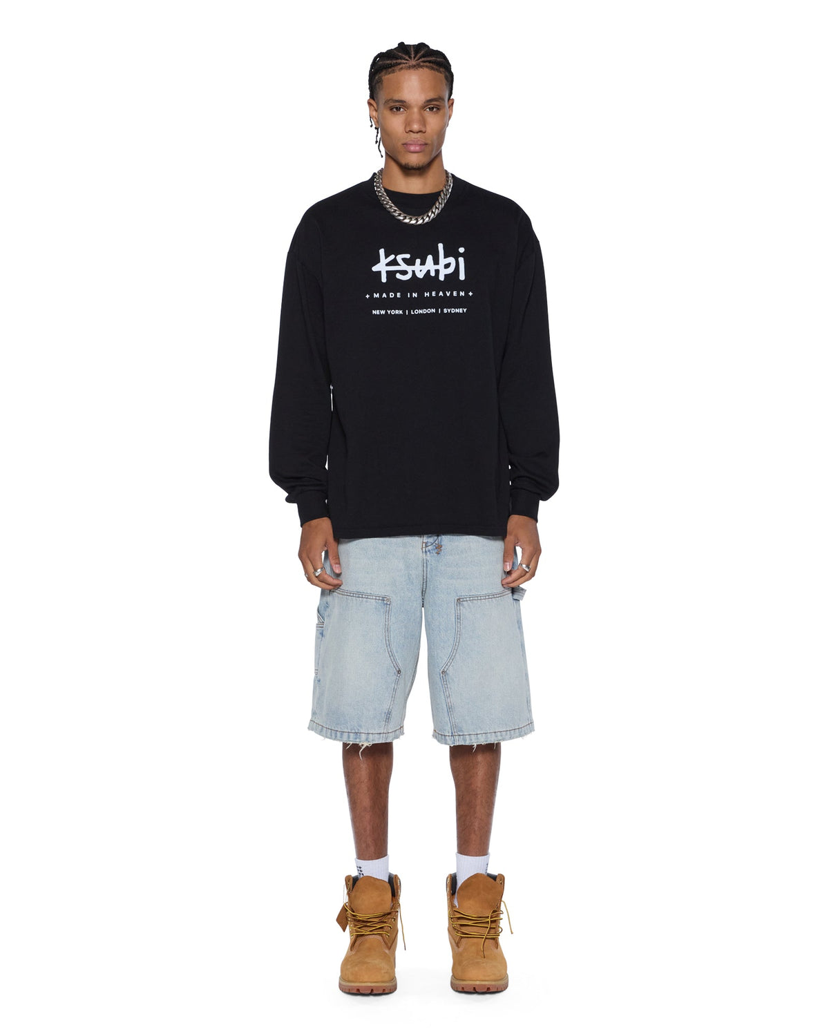 Mens Plated Ls Tee Black Regular Tees - Black