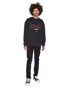 Mens Chicago 4x4 Biggie Crew Jet Black Oversized Fleece - Black