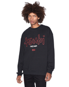 Mens Chicago 4x4 Biggie Crew Jet Black Oversized Fleece - Black