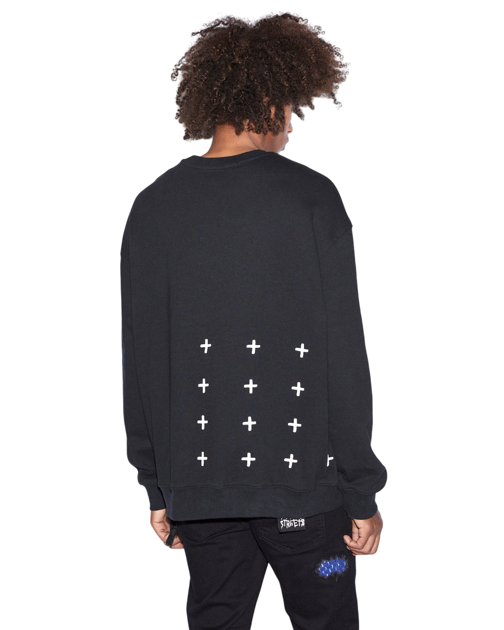 Mens Nyc 4x4 Biggie Crew Jet Black Oversized Fleece - Black