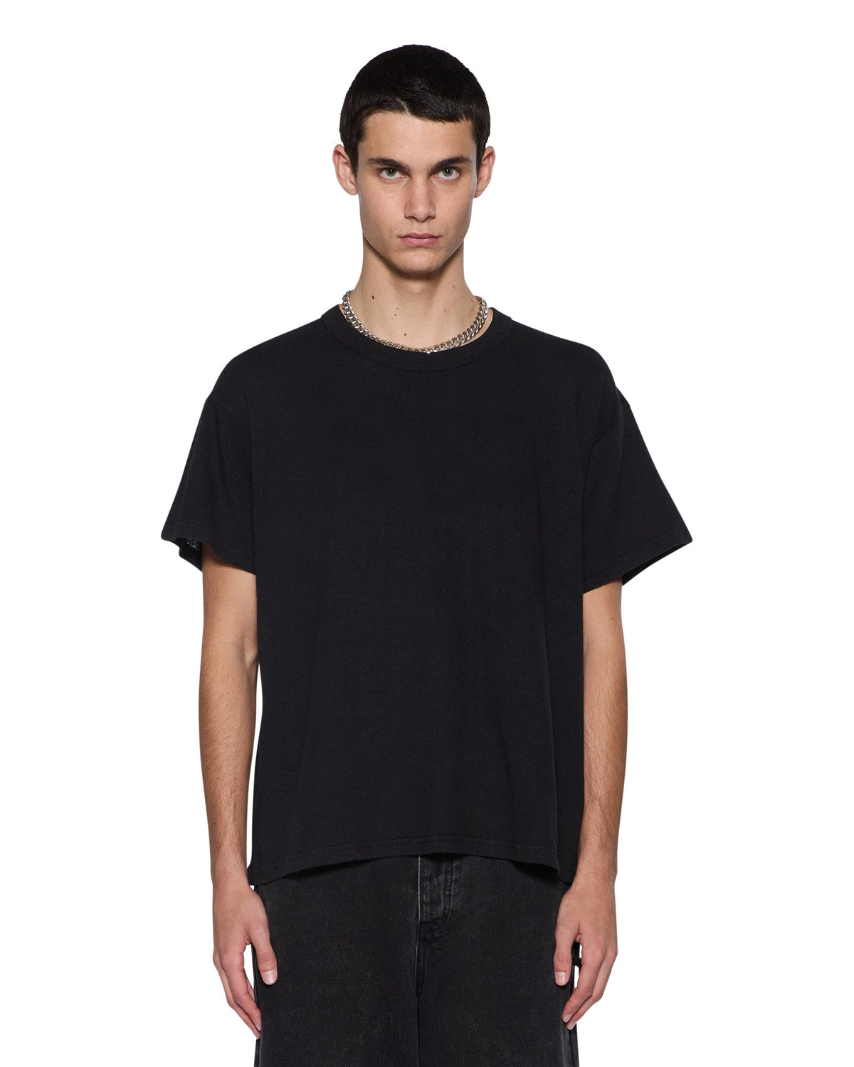 Mens Slub Sid Ss Tee Black Slim Tees - Black