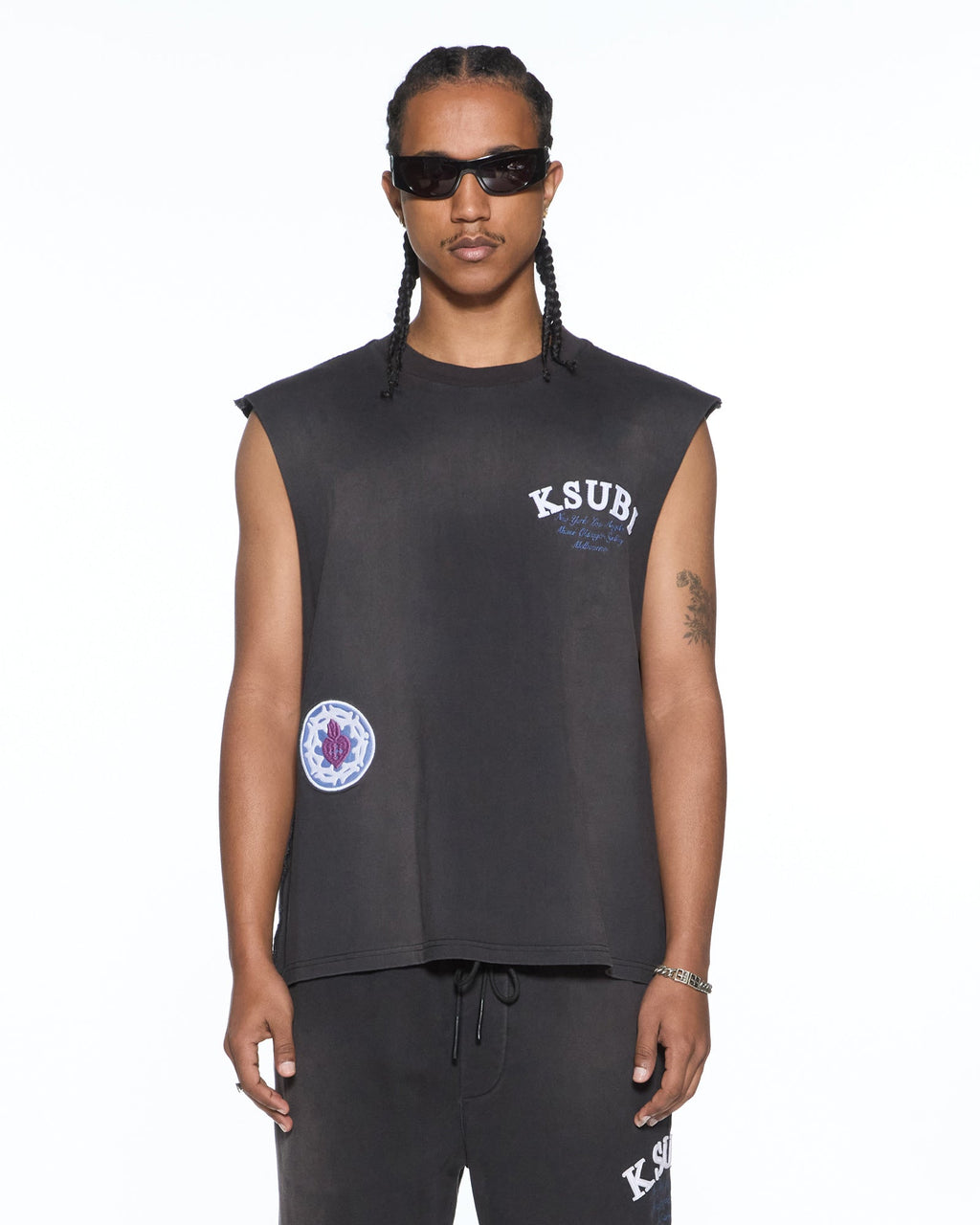 Mens Genesis Ekcess Cut Off Tank Charcoal Fade Oversized Tees - Grey