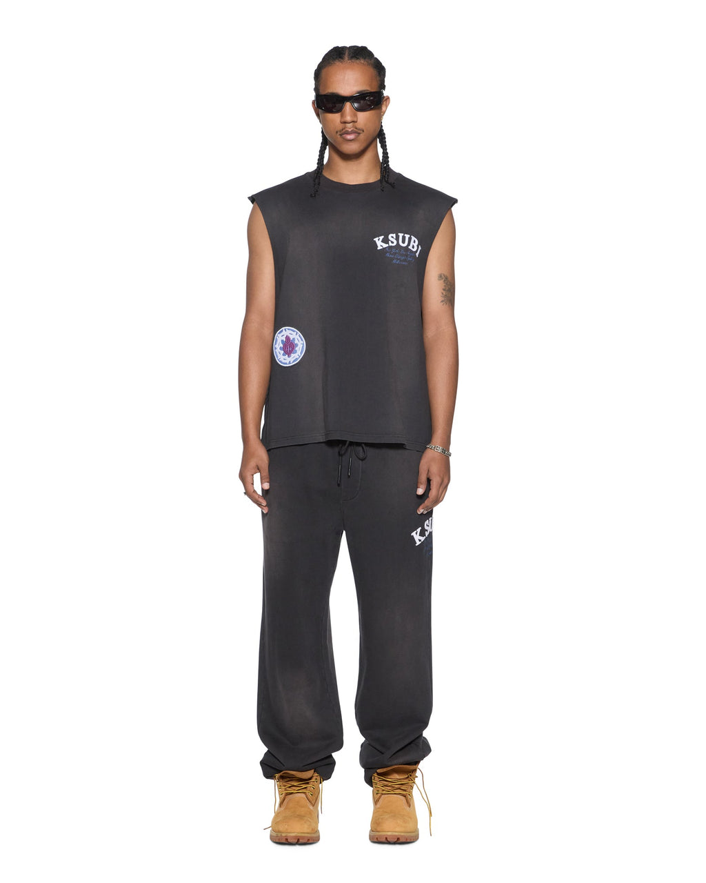 Mens Genesis Ekcess Cut Off Tank Charcoal Fade Oversized Tees - Grey