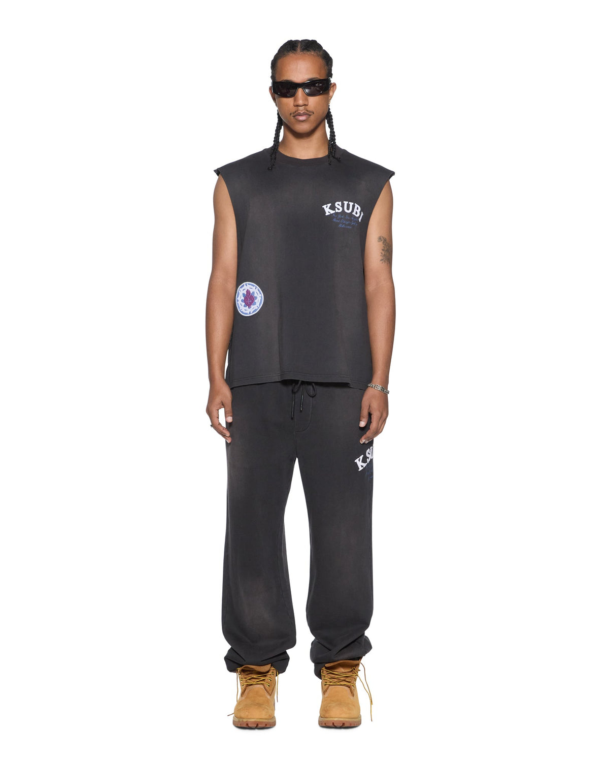Mens Genesis Ekcess Cut Off Tank Charcoal Fade Oversized Tees - Grey