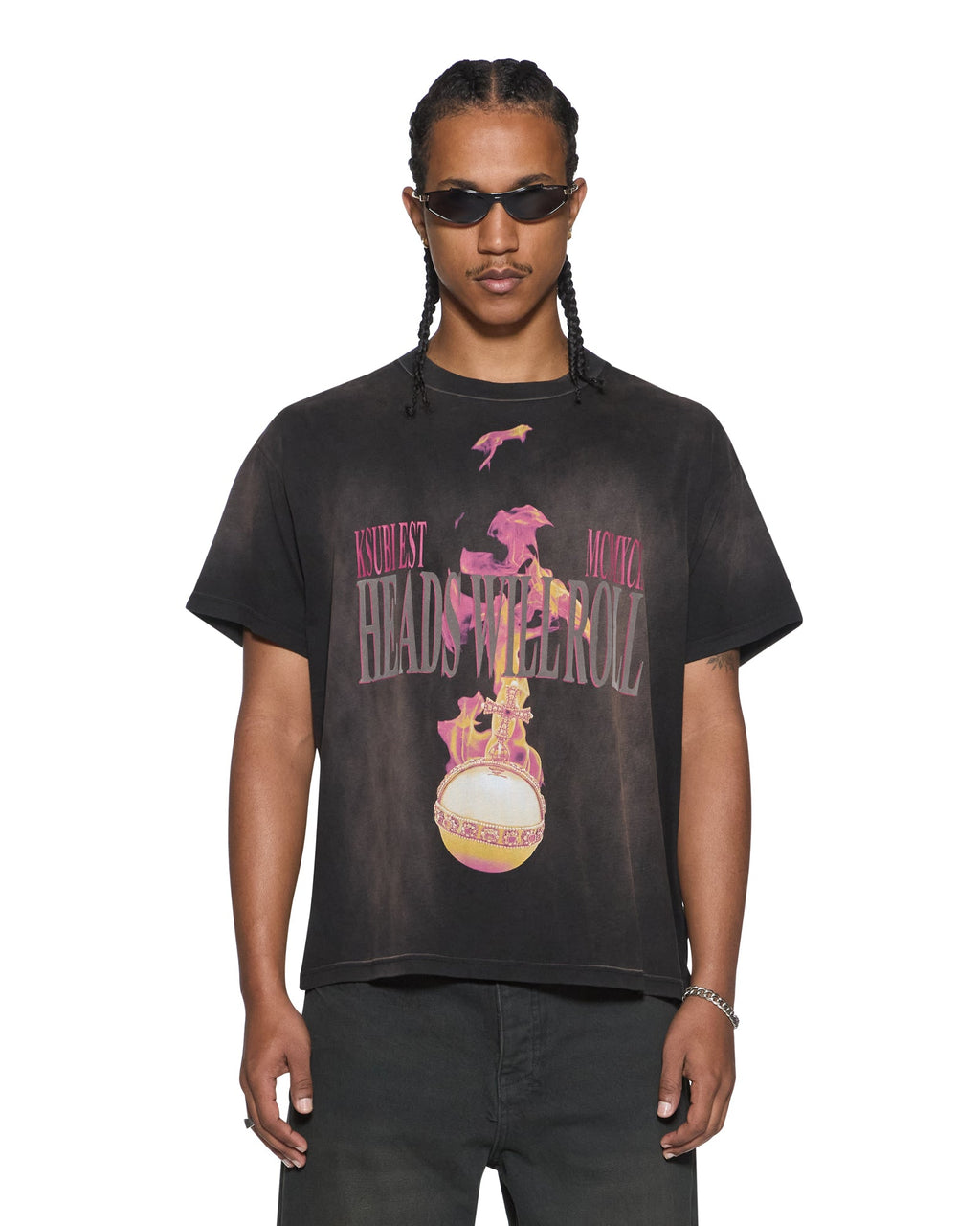 Mens H.w.r Sid Ss Tee Sunbleach Black Slim Tees - Grey