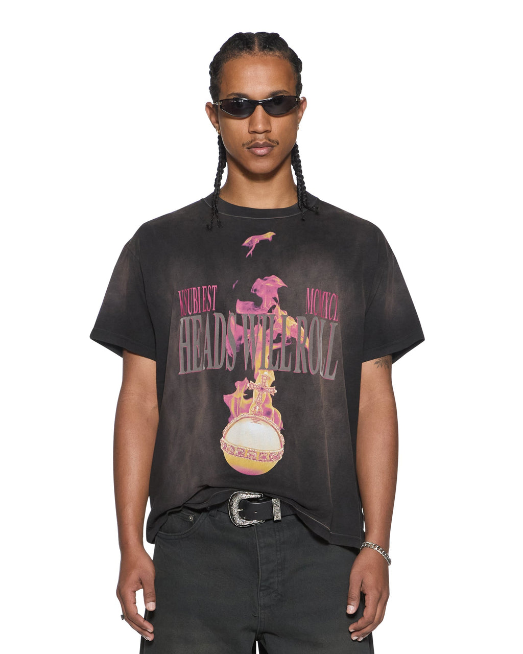Mens H.w.r Sid Ss Tee Sunbleach Black Slim Tees - Grey
