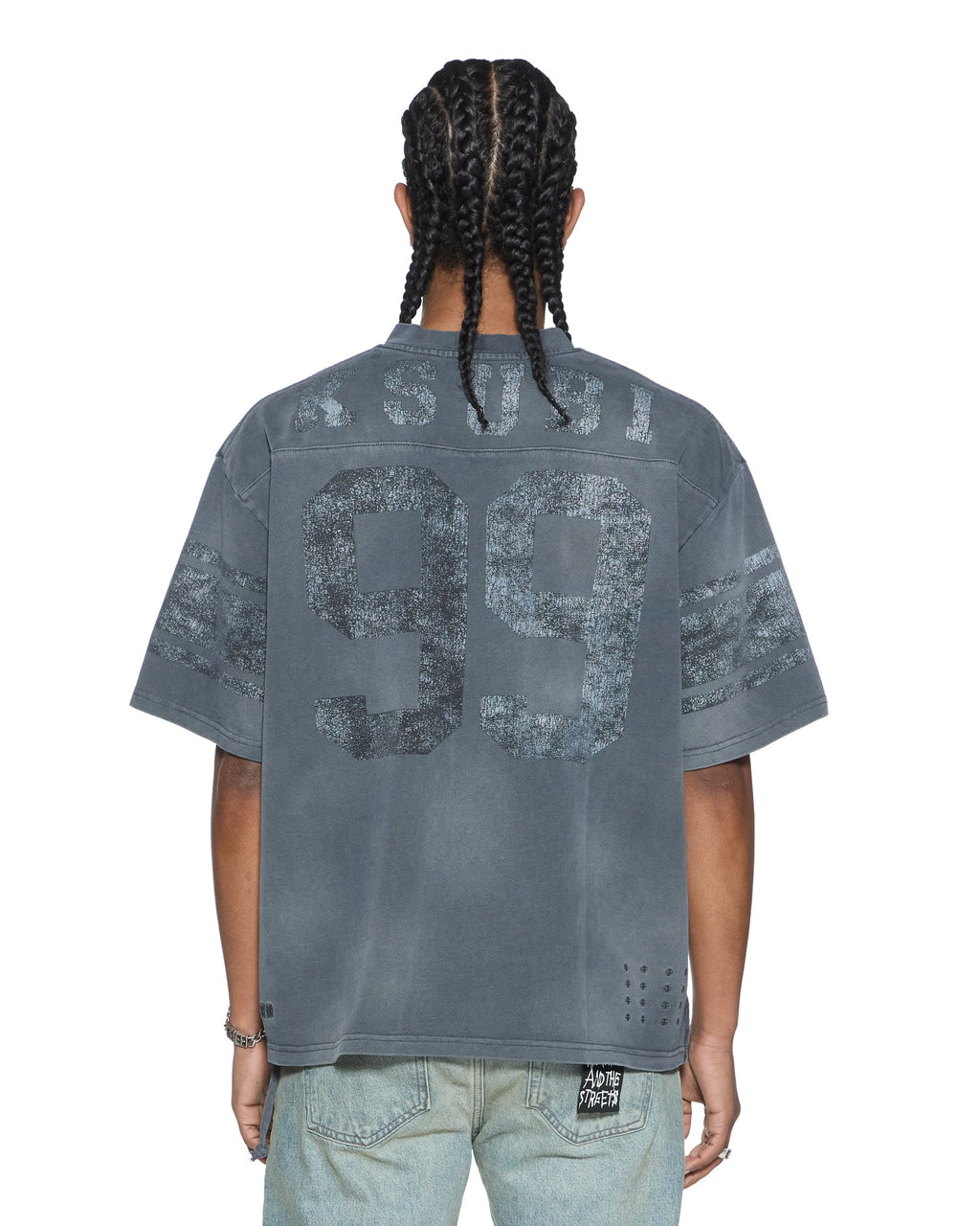 Mens Halftime Ss Duke Jersey Black Fade Boxy Fashion Tops - Grey