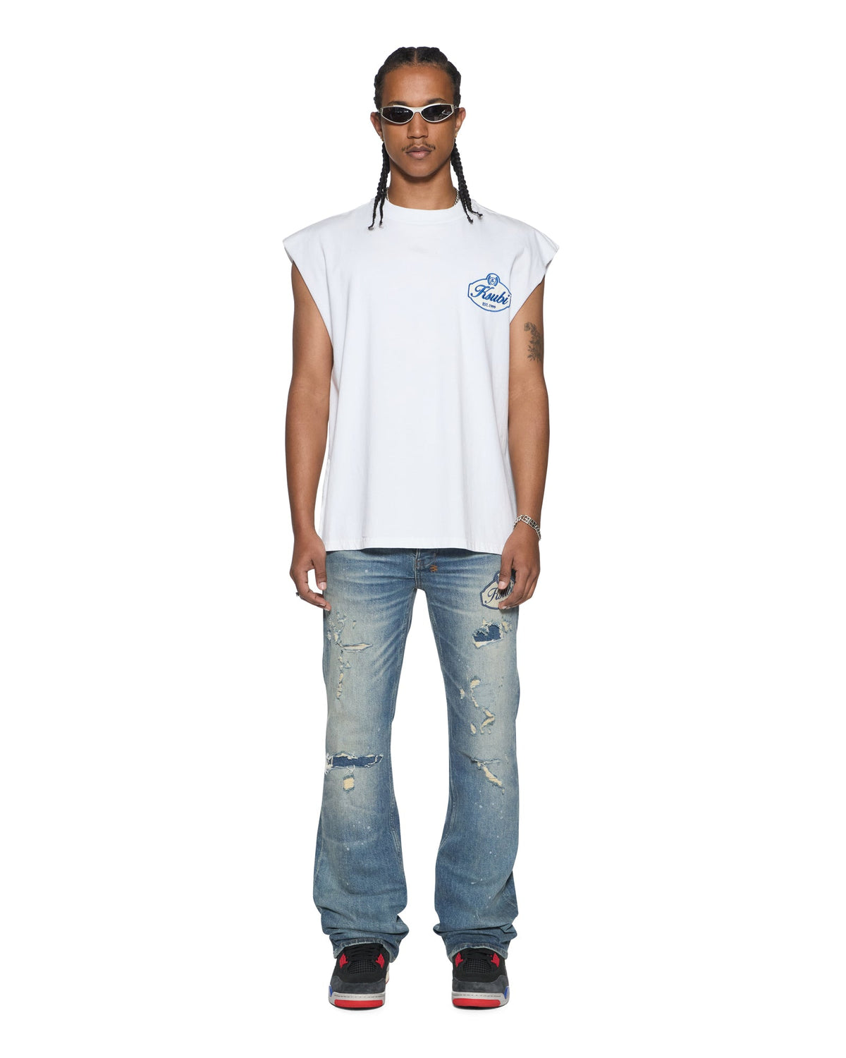 Mens Klasse Ekcess Cut Off Tank Tru White Oversized Tees - White