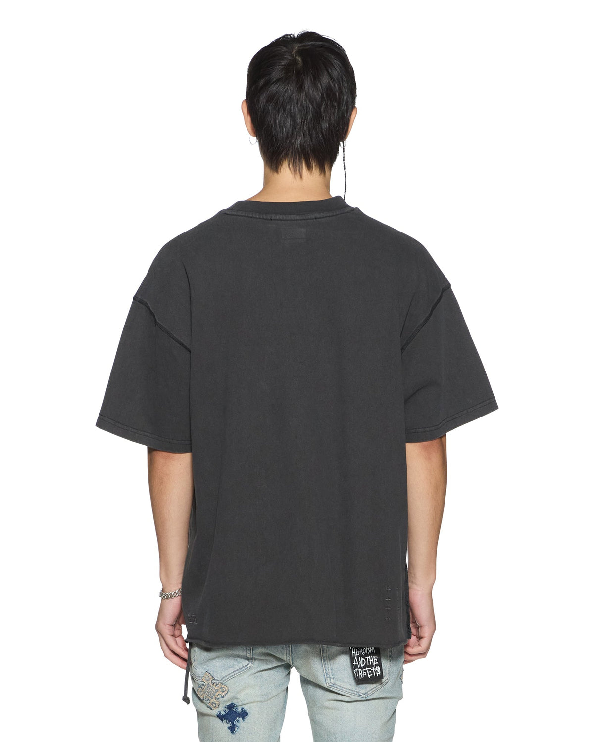 Mens Laybel Ekcess Ss Tee Washed Black Oversized Tees - Grey