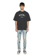 Mens Laybel Ekcess Ss Tee Washed Black Oversized Tees - Grey