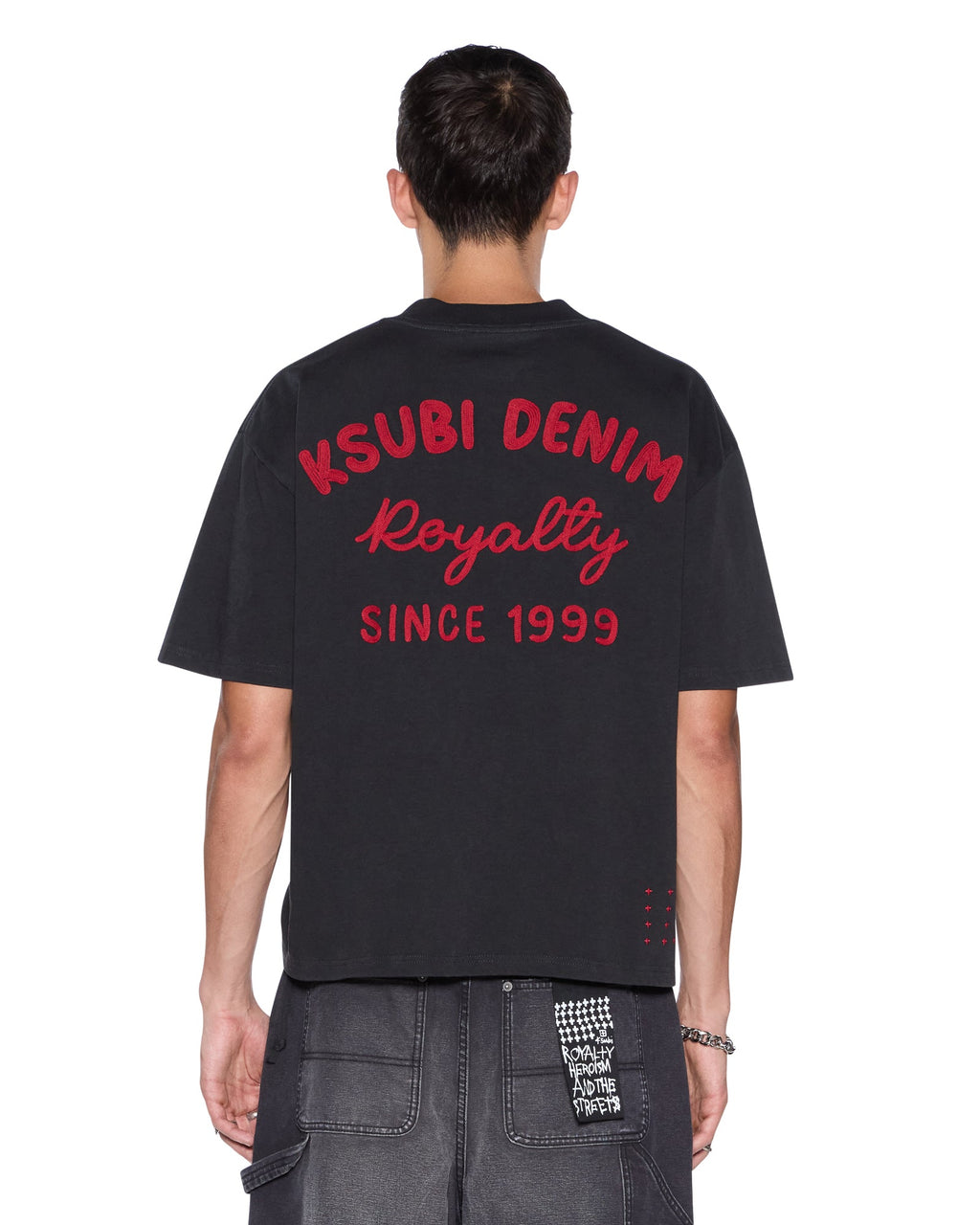 Mens Mekanik Halen Ss Tee Charcoal/red Boxy Tees - Grey