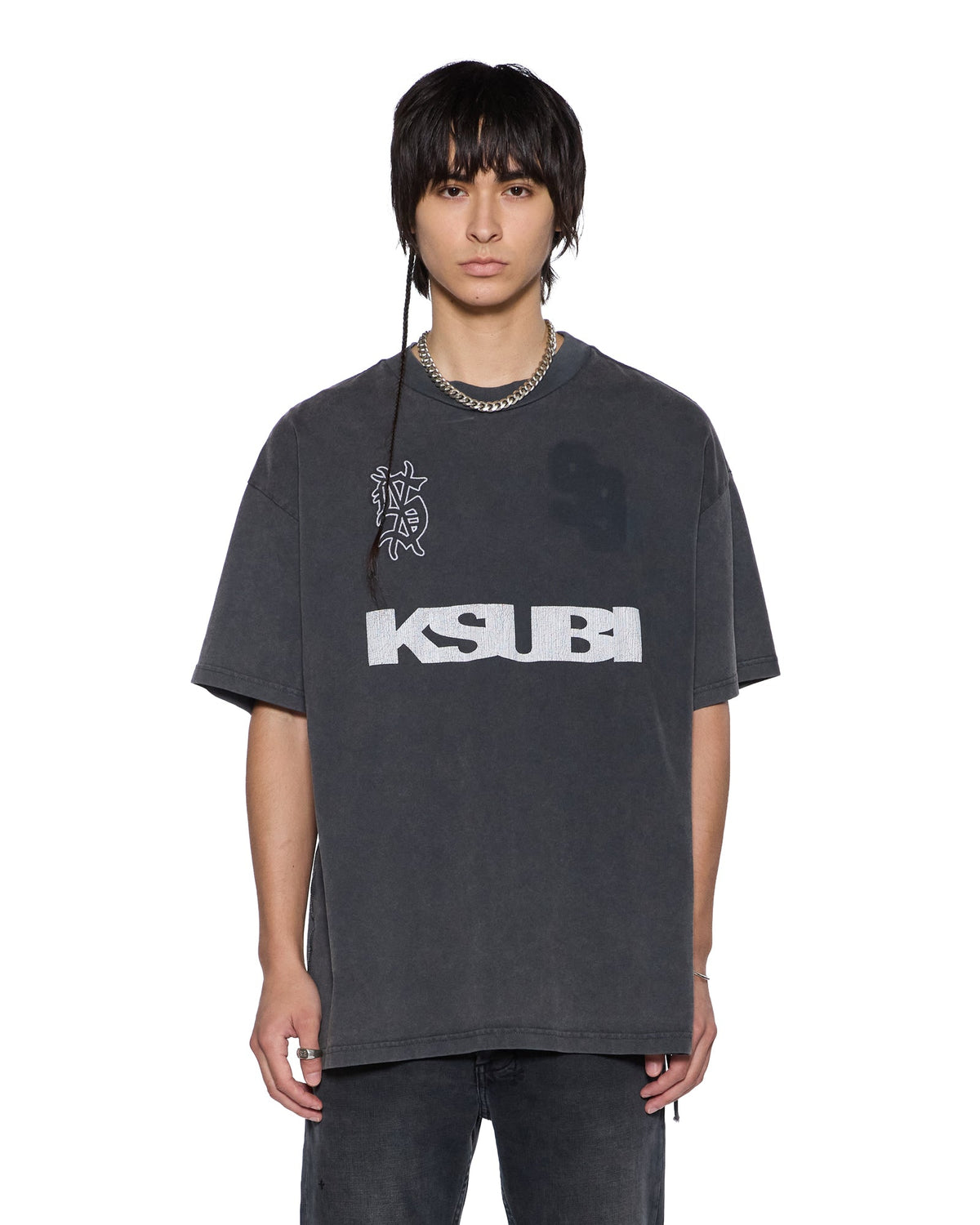Mens Rugged Ekcess Ss Tee Blasted Black Oversized Tees - Grey