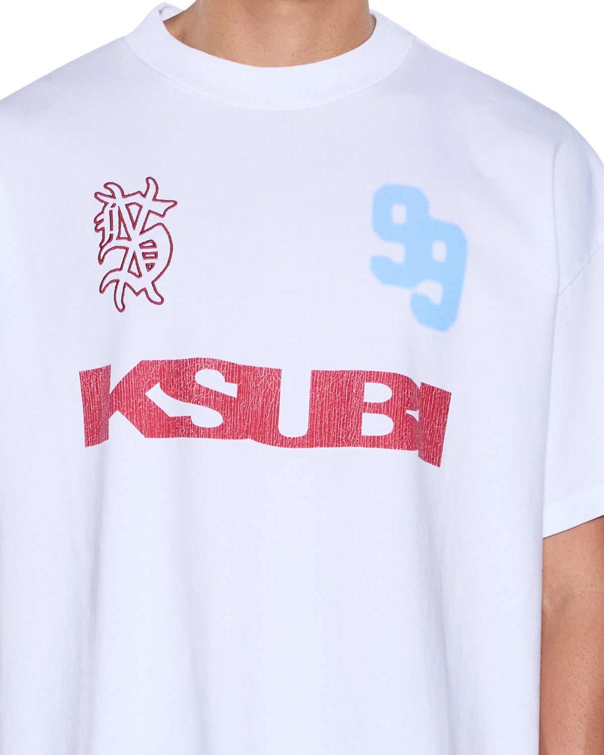 Mens Rugged Ekcess Ss Tee White/red Oversized Tees - White