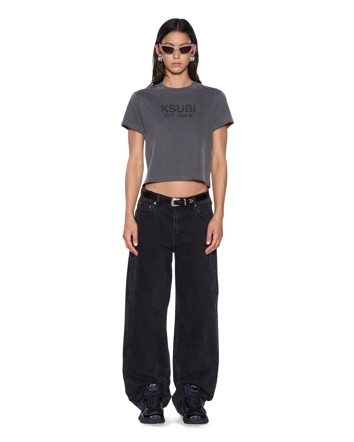 Womens Shrunken Ss Tee Charcoal Slim Tees
