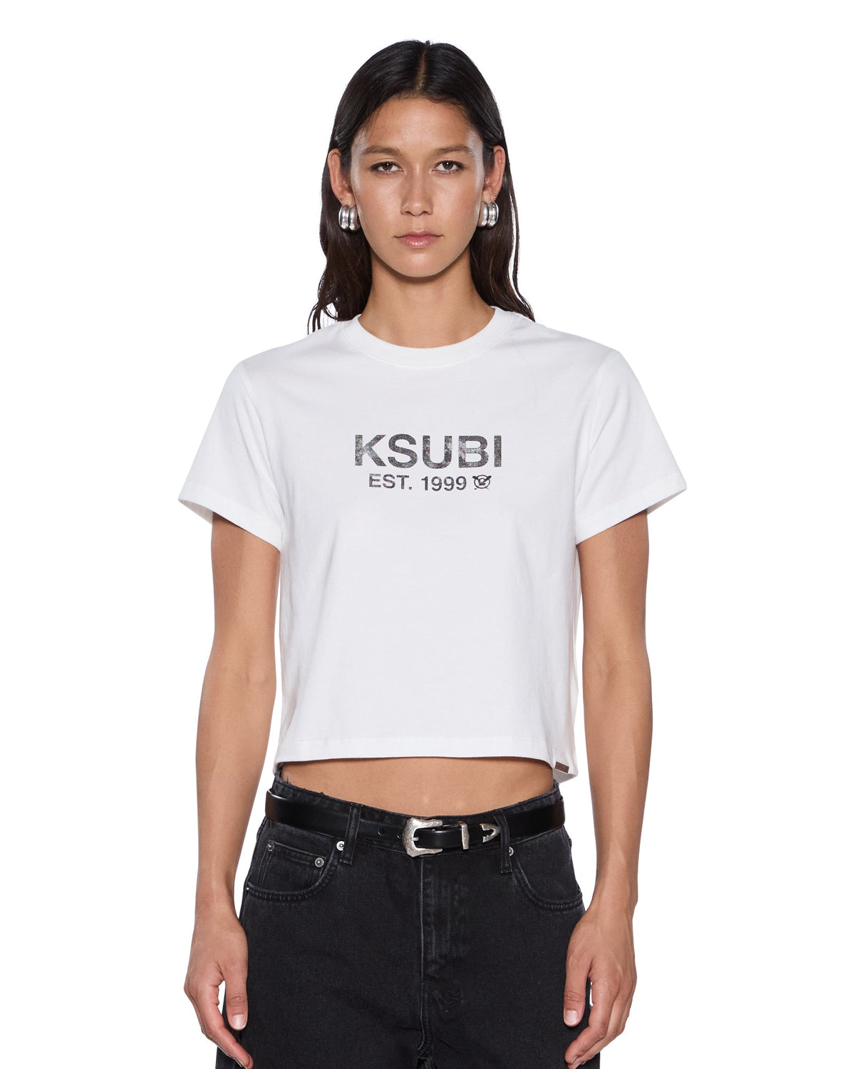 Womens Shrunken Ss Tee Vintage White Slim Tees - Beige