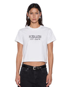 Womens Shrunken Ss Tee Vintage White Slim Tees - Beige