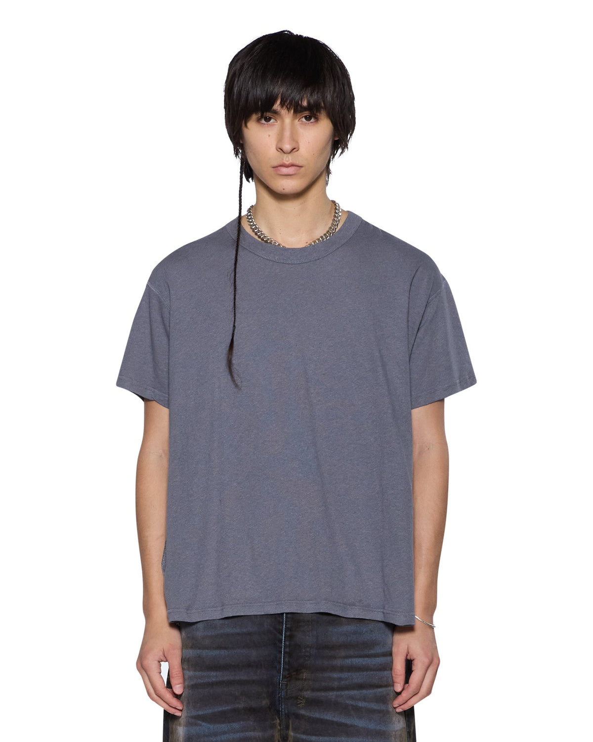 Mens Slub Sid Ss Tee Charcoal Slim Tees - Grey