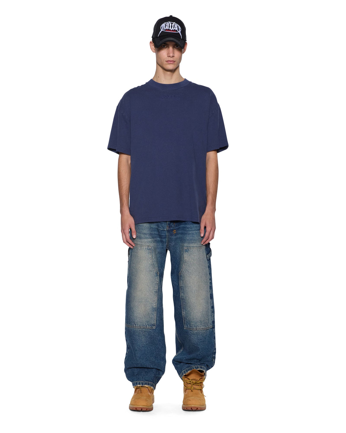 Mens Sott Ekcess Ss Tee Ink Fade Oversized Tees - Navy