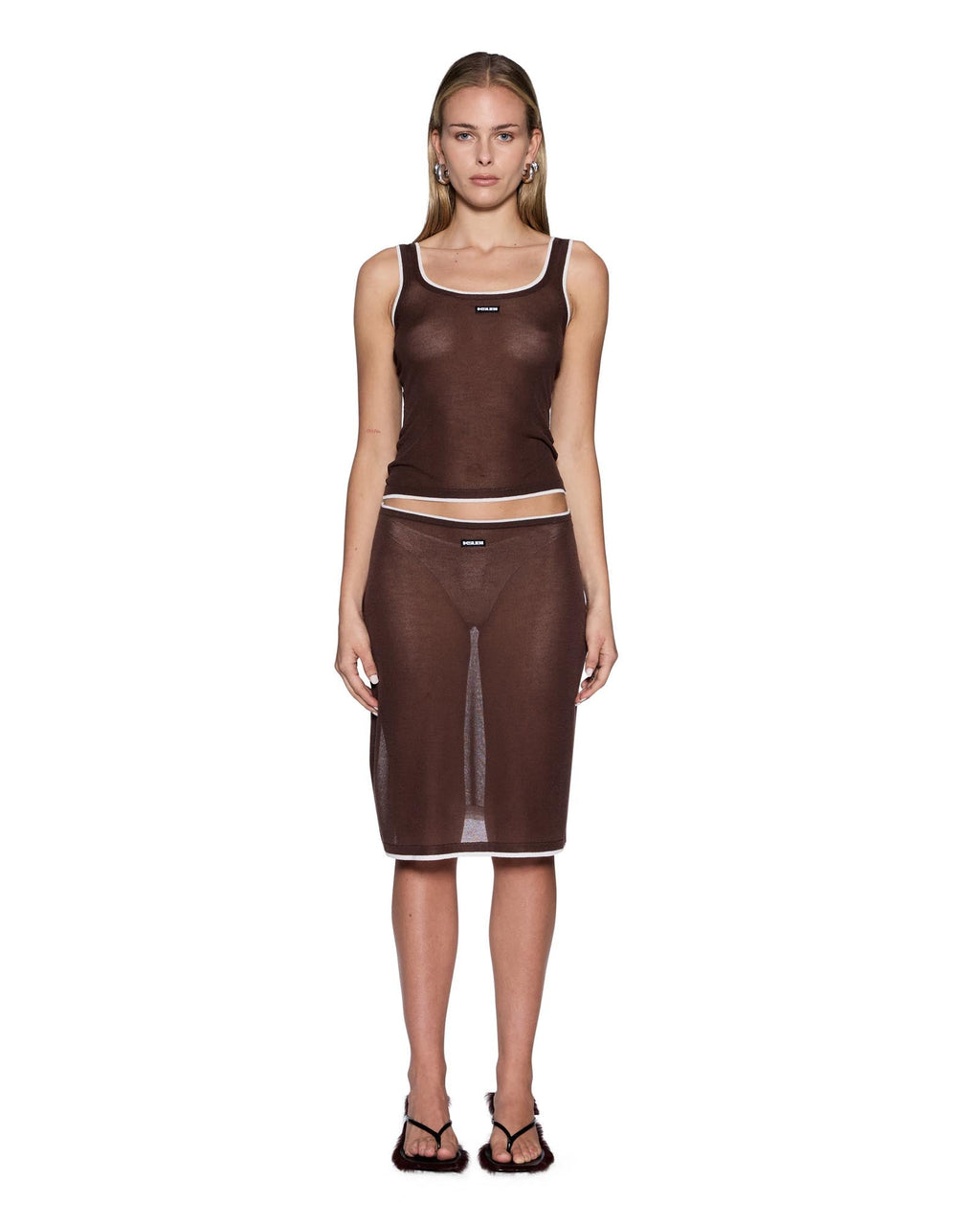 Womens Sott Layered Midi Skirt Camel Brown Regular Skirts - Brown