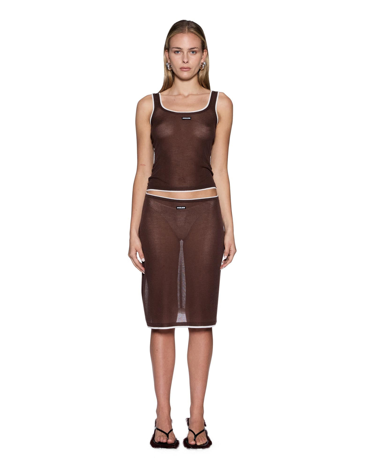 Womens Sott Layered Midi Skirt Camel Brown Regular Skirts - Brown