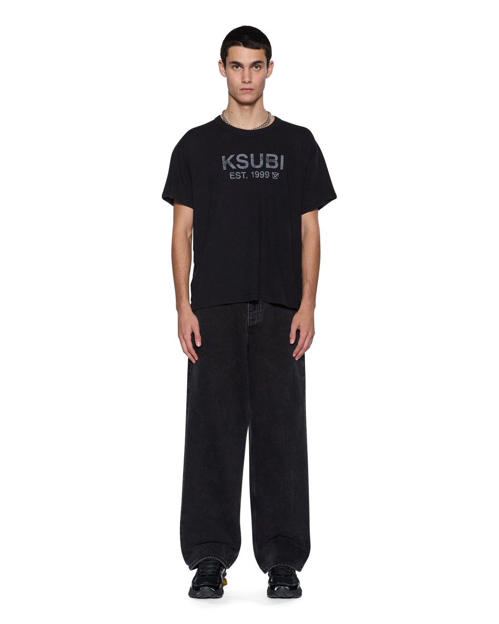 Mens State Slub Sid Ss Tee Black Regular Tees - Black
