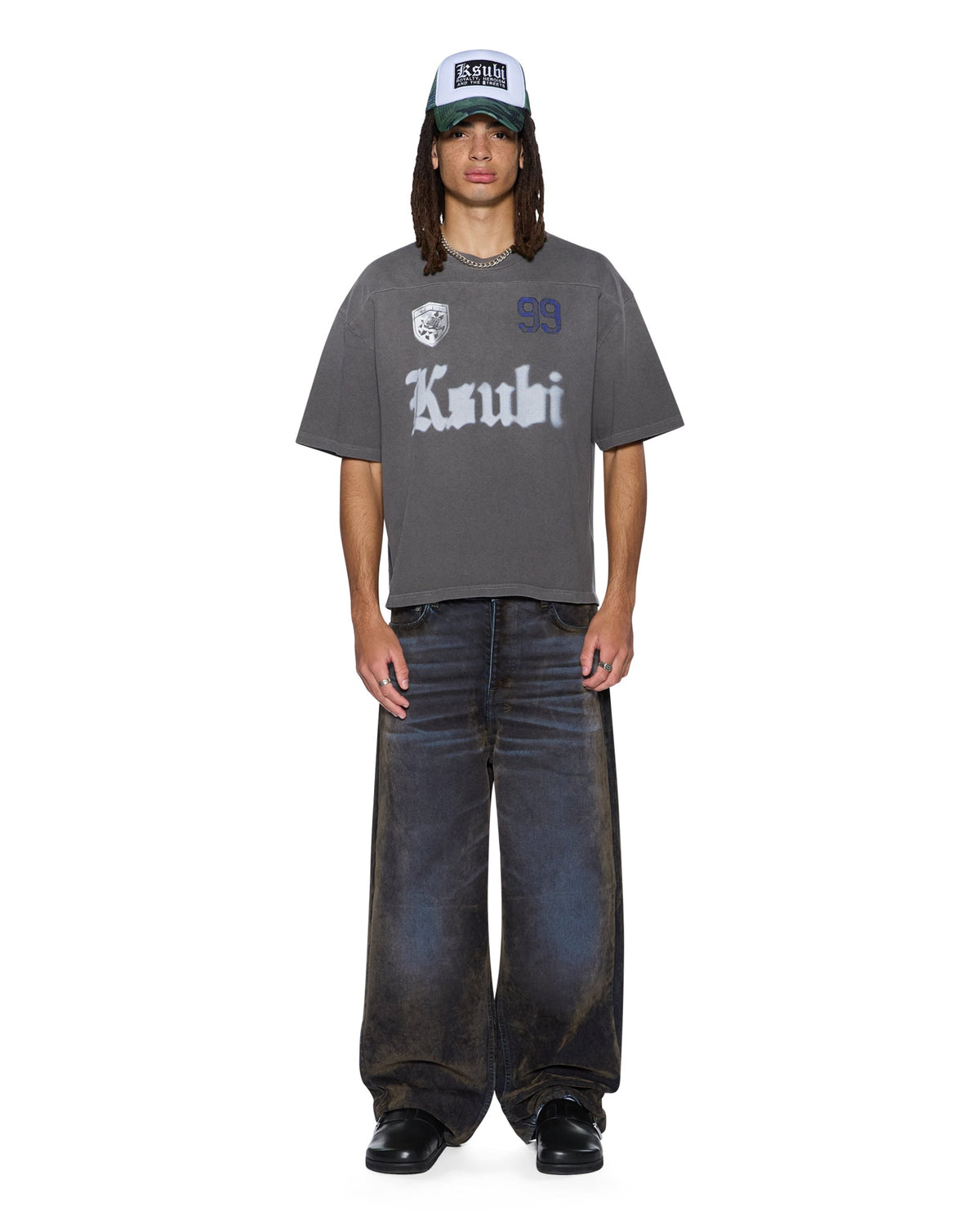 Mens Utopia Halen Raglan Ss Tee Charcoal Baggy Tees - Grey