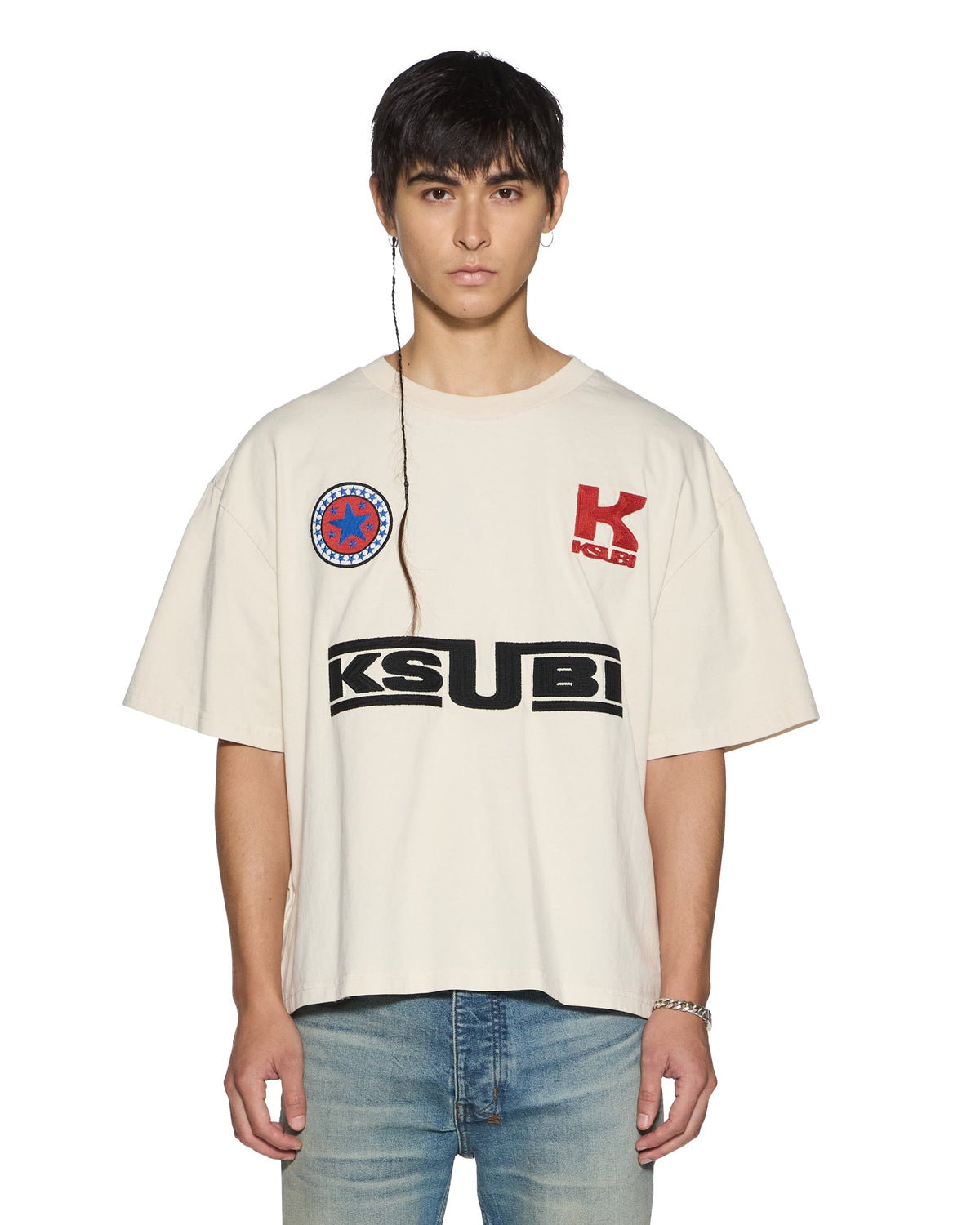 Mens Zoom Halen Ss Tee Ecru Boxy Tees - Beige