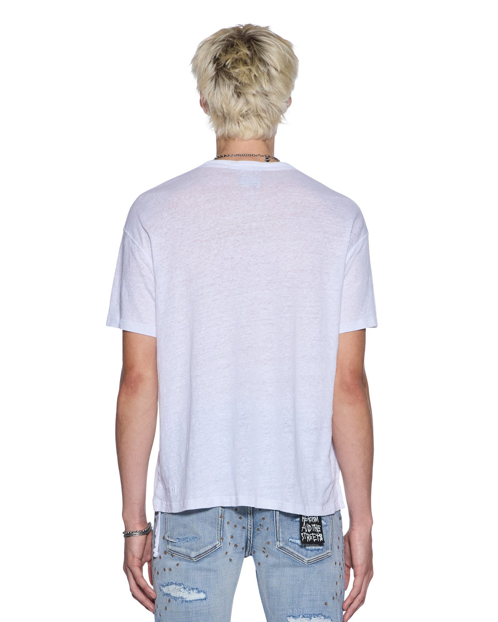 Mens Sid Linen Ss Tee White Slim Tees - White
