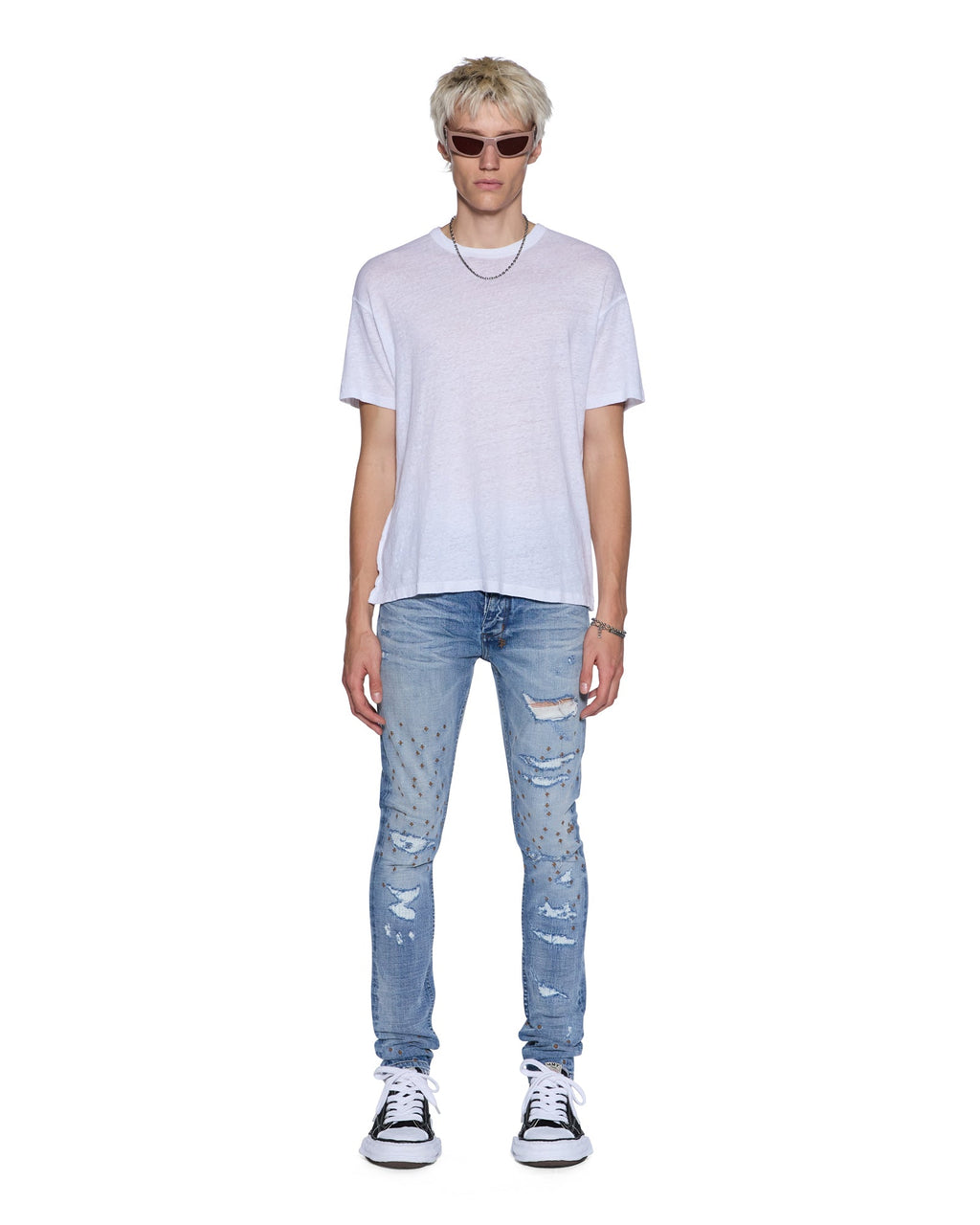 Mens Sid Linen Ss Tee White Slim Tees - White
