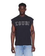 Mens Touchdown Ekcess Cut Off Tank Jet Black Oversized Tees - Black