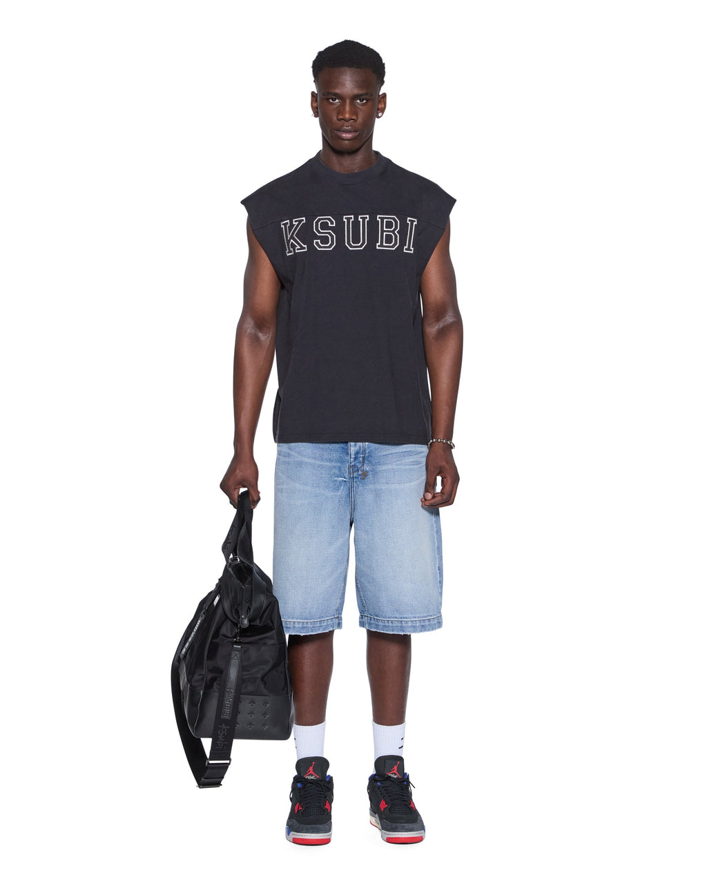 Mens Touchdown Ekcess Cut Off Tank Jet Black Oversized Tees - Black