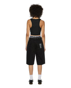 Womens Stacked Origin Crop Black Fitted Fashion Tops - Black