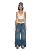Womens Stacked Origin Crop White Fitted Fashion Tops - White