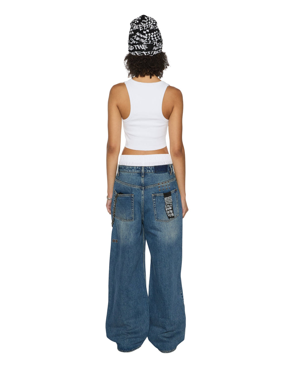 Womens Stacked Origin Crop White Fitted Fashion Tops - White