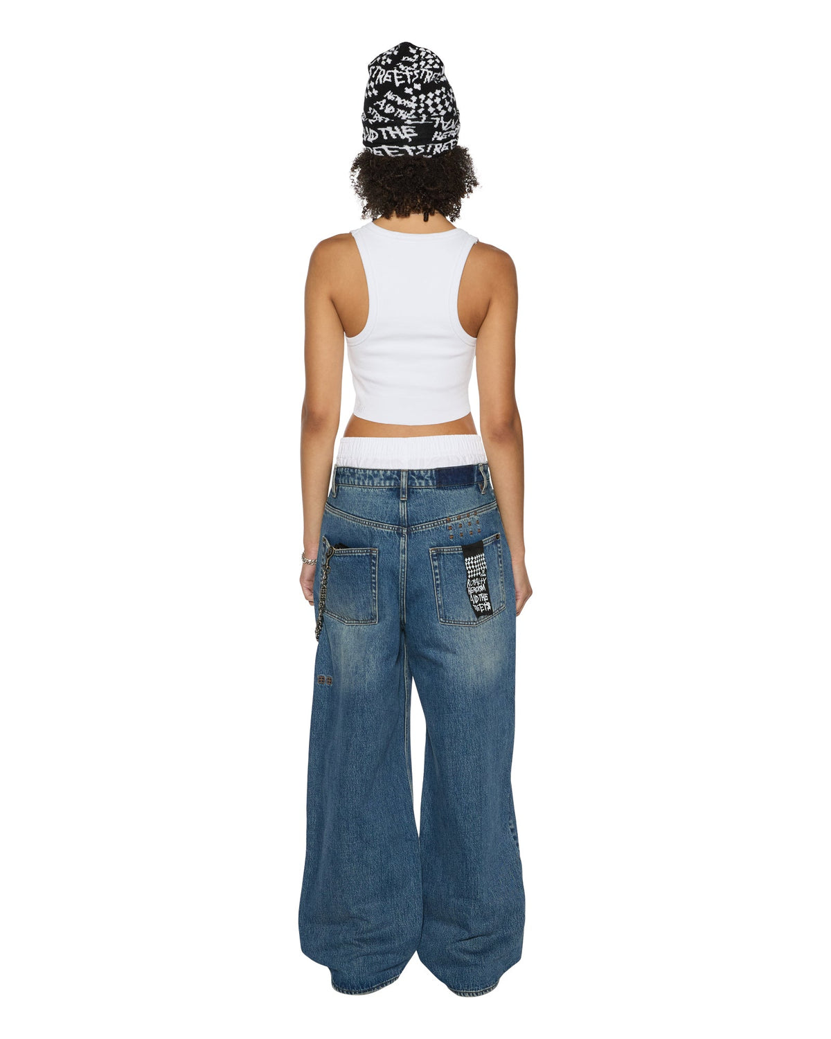 Womens Stacked Origin Crop White Fitted Fashion Tops - White