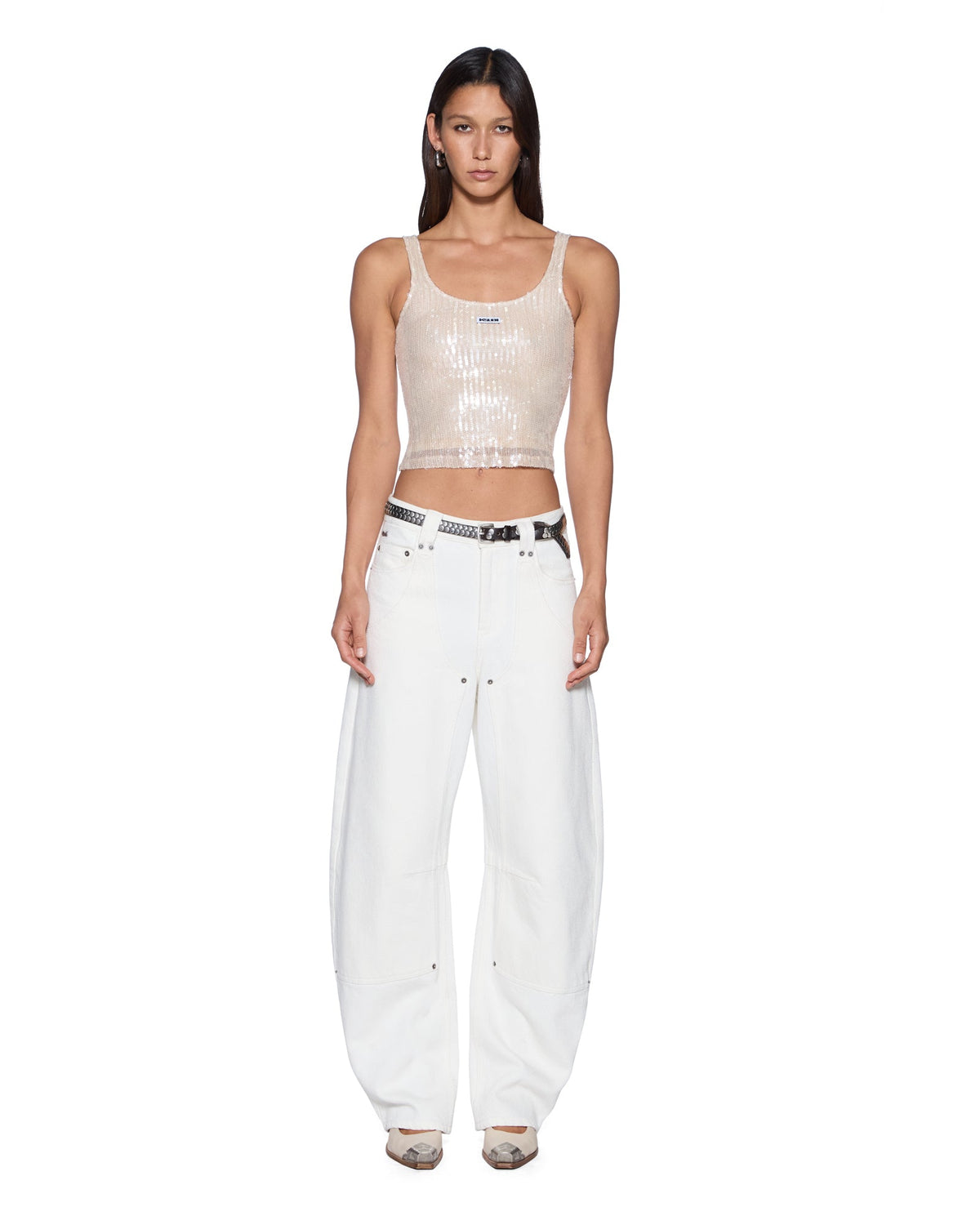 Womens Chloe Tank Nude Spark Slim Fashion Tops - Tan