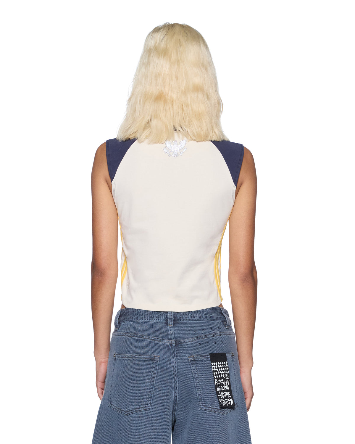 Womens Ksb Baby Tank Navy White Slim Tees - Beige